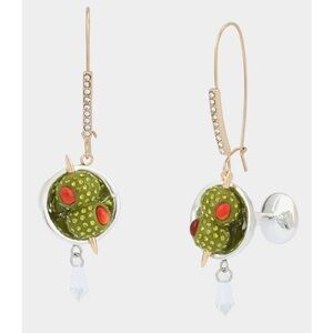Betsey Johnson Martini Glass Olive Drop Earrings New